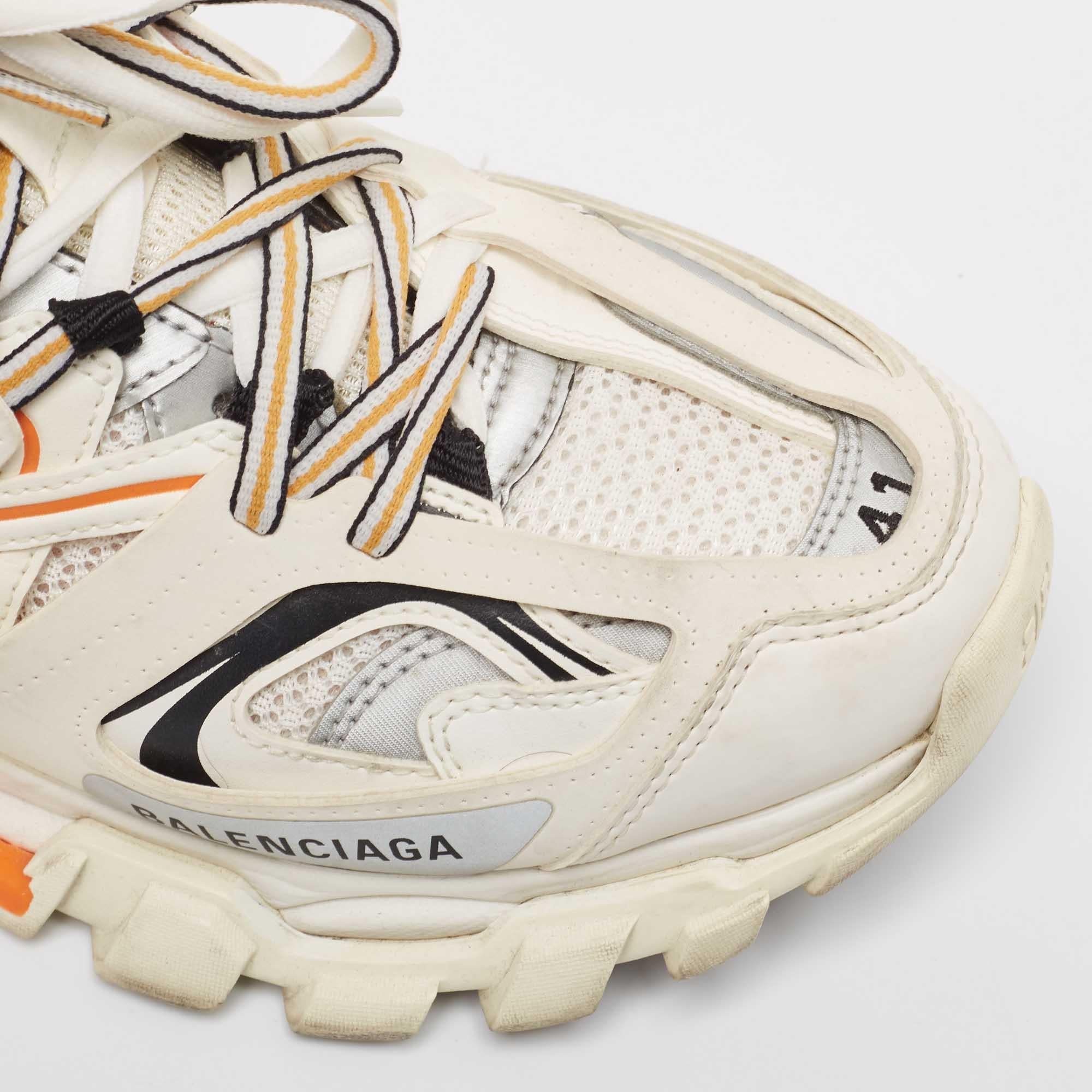 Balenciaga Blanco/Naranja Malla y Piel sintética Track Low Top Sneakers Talla 41 en venta 2
