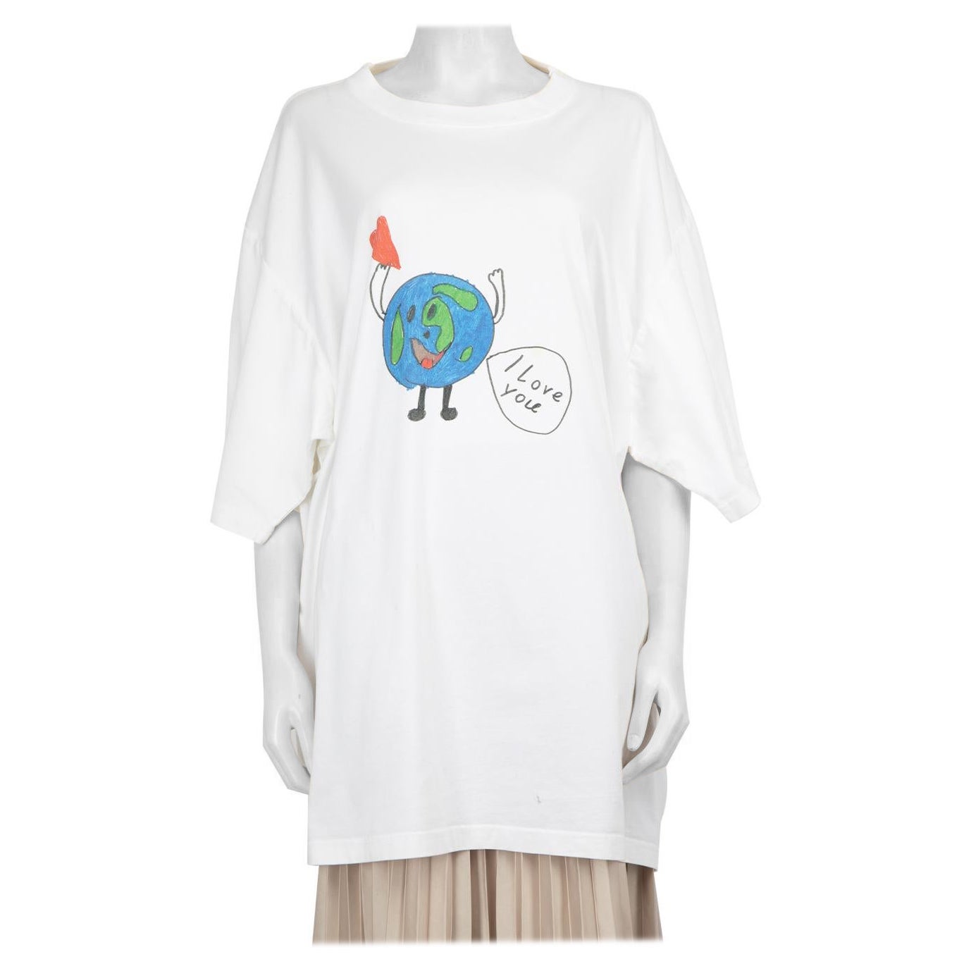 Balenciaga Weißes übergroßes T-Shirt mit Erddruck in Übergröße Größe S