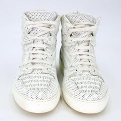 Balenciaga White Perforated Leather Hi Top Mens Sneakers BG-S0917P-0190