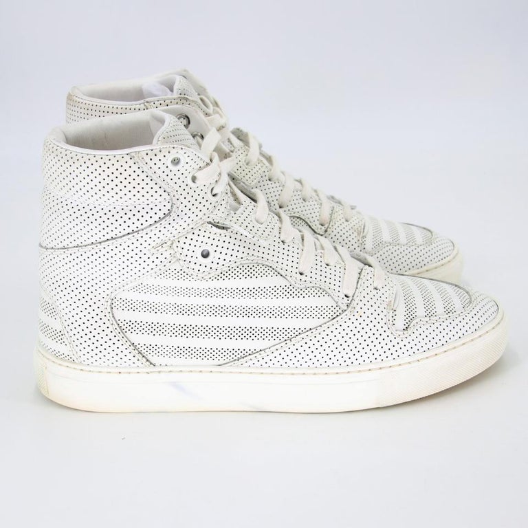Balenciaga White Perforated Leather Hi Top Mens Sneakers BG-S0917P-0190 For  Sale at 1stDibs