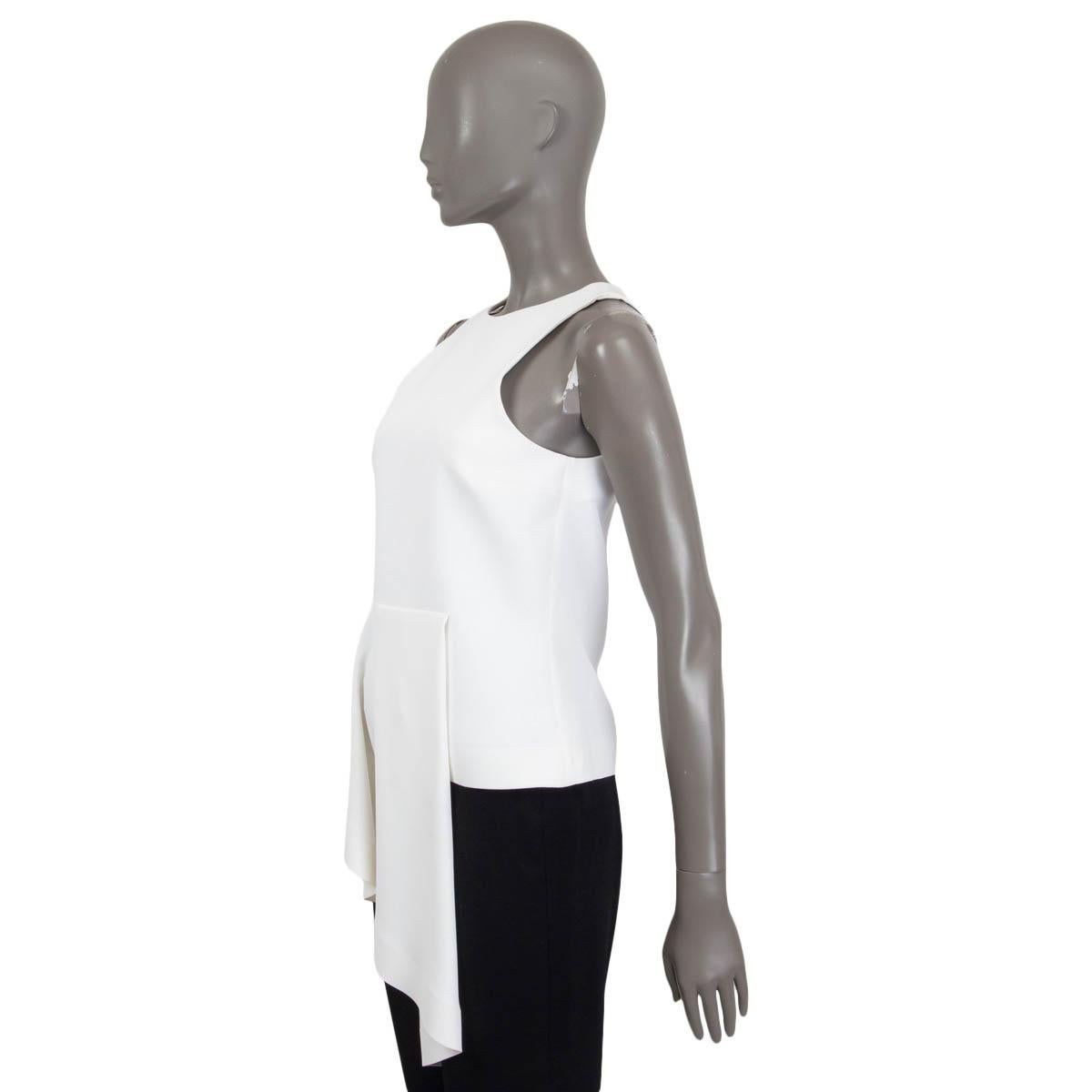 Gray BALENCIAGA white polyester 2014 ASYMMETRIC SLEEVELESS Blouse Shirt 36 XS For Sale