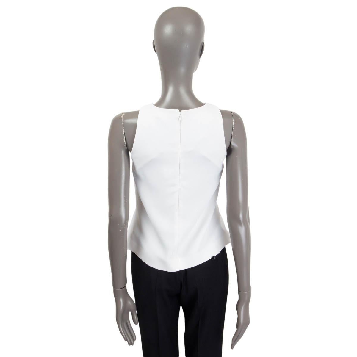 BALENCIAGA white polyester 2014 ASYMMETRIC SLEEVELESS Blouse Shirt 36 XS In Excellent Condition For Sale In Zürich, CH