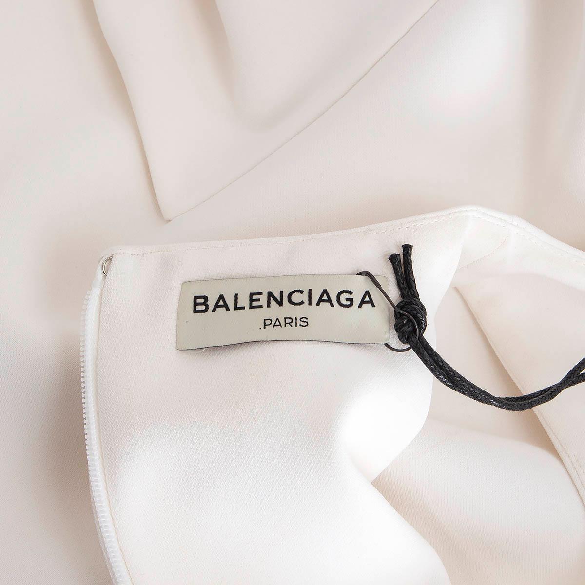 BALENCIAGA white polyester 2014 ASYMMETRIC SLEEVELESS Blouse Shirt 36 XS For Sale 1