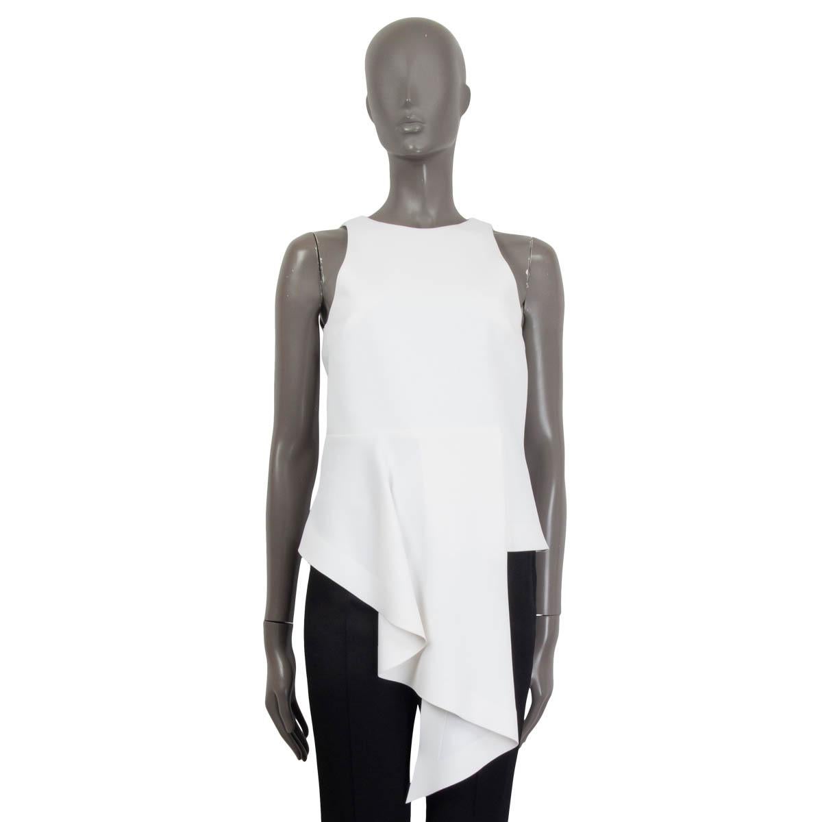 BALENCIAGA white polyester 2014 ASYMMETRIC SLEEVELESS Blouse Shirt 36 XS For Sale