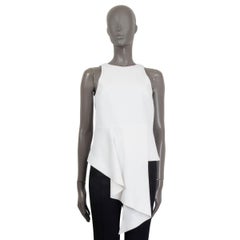 BALENCIAGA white polyester 2014 ASYMMETRIC SLEEVELESS Blouse Shirt 36 XS