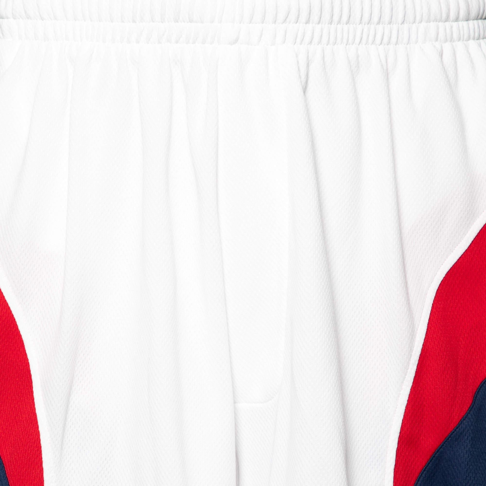 Balenciaga Weiße bedruckte Stretch-Strick-Shorts mit Logo XS (Grau) im Angebot