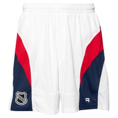 Balenciaga Weiße bedruckte Stretch-Strick-Shorts mit Logo XS