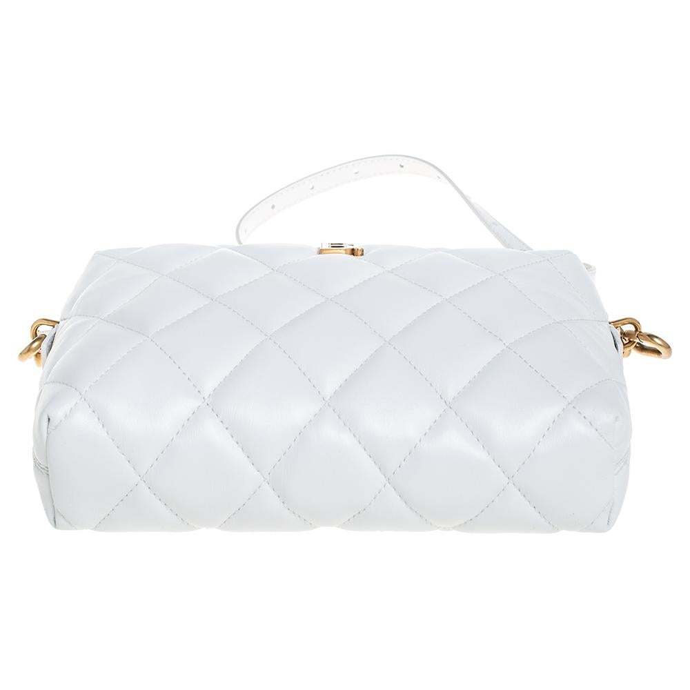Women's Balenciaga White Quilted Leather B Camera Crossbody Bag