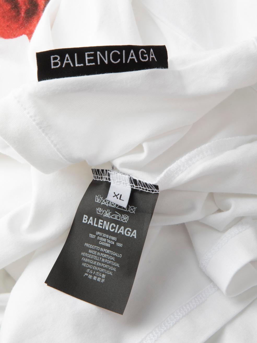 Balenciaga - Top a maniche lunghe con stampa di rose in bianco - taglia XL In condizioni ottime in vendita a London, GB