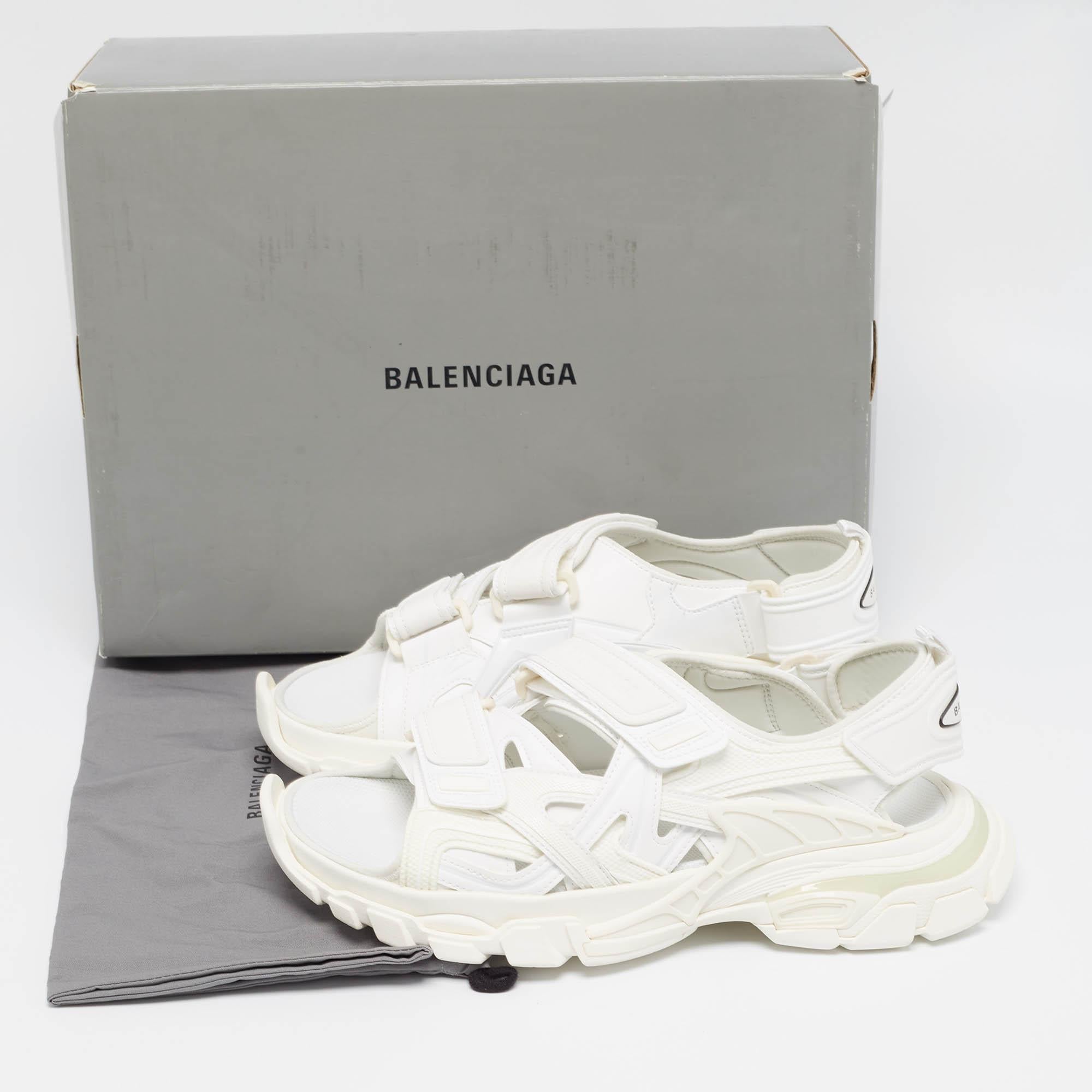 Balenciaga White Rubber and Faux Leather Track Sandals Size 42 For Sale 5