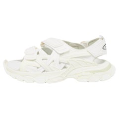 Used Balenciaga White Rubber and Faux Leather Track Sandals Size 42