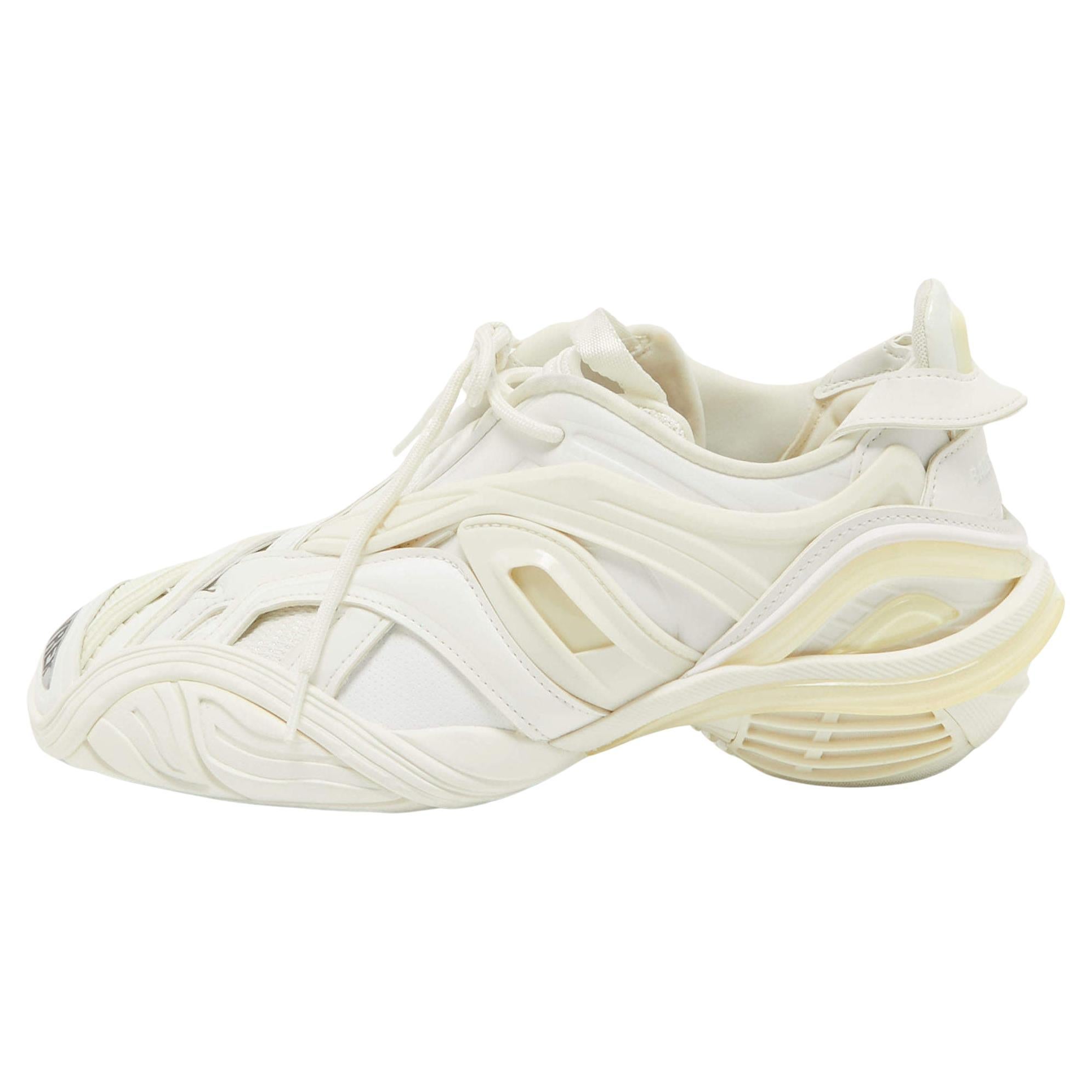 Balenciaga White Rubber and Mesh Tyrex Sneakers Size 42 For Sale