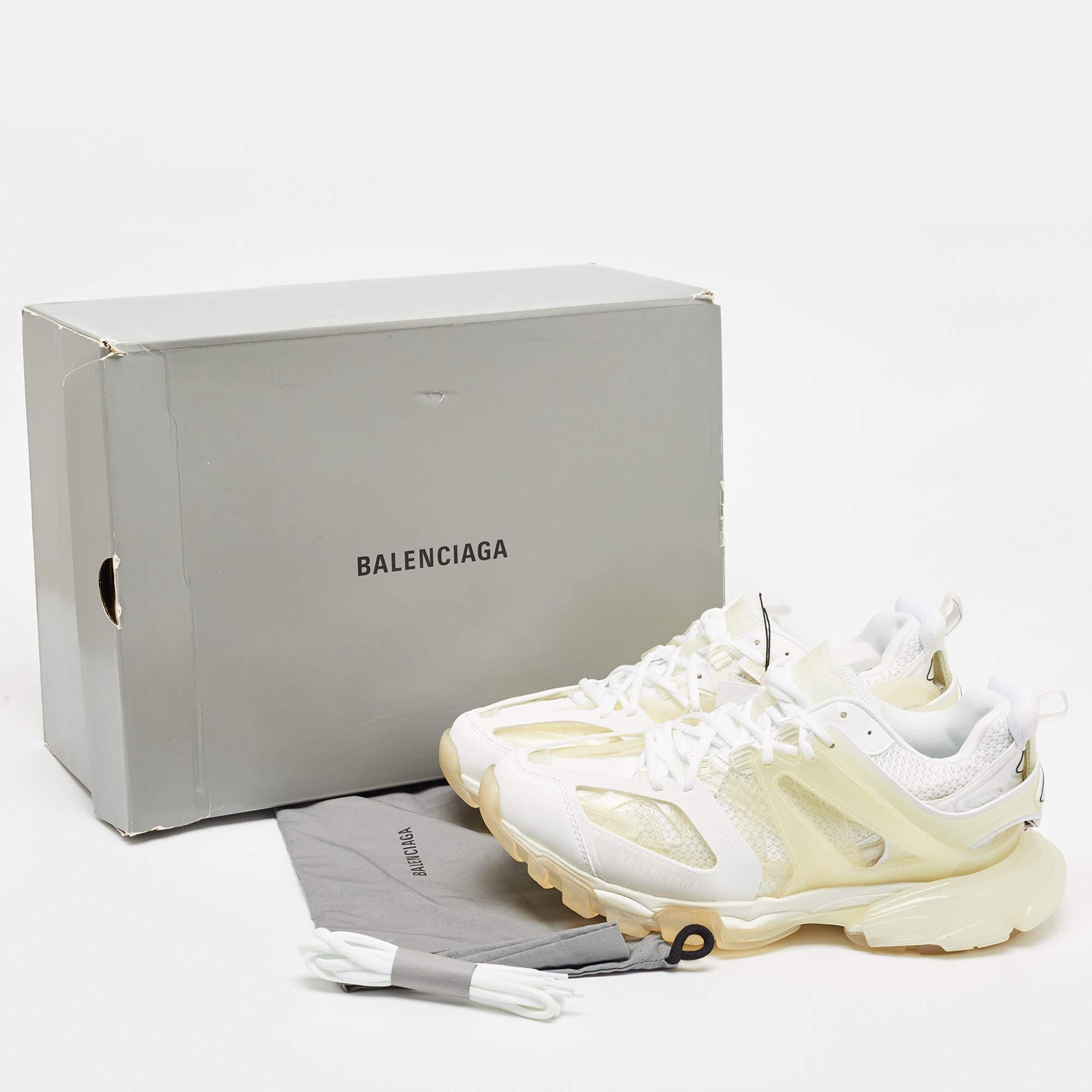 Men's Balenciaga White/Transparent Leather and PVC Track Clear Sole Sneakers Size 44