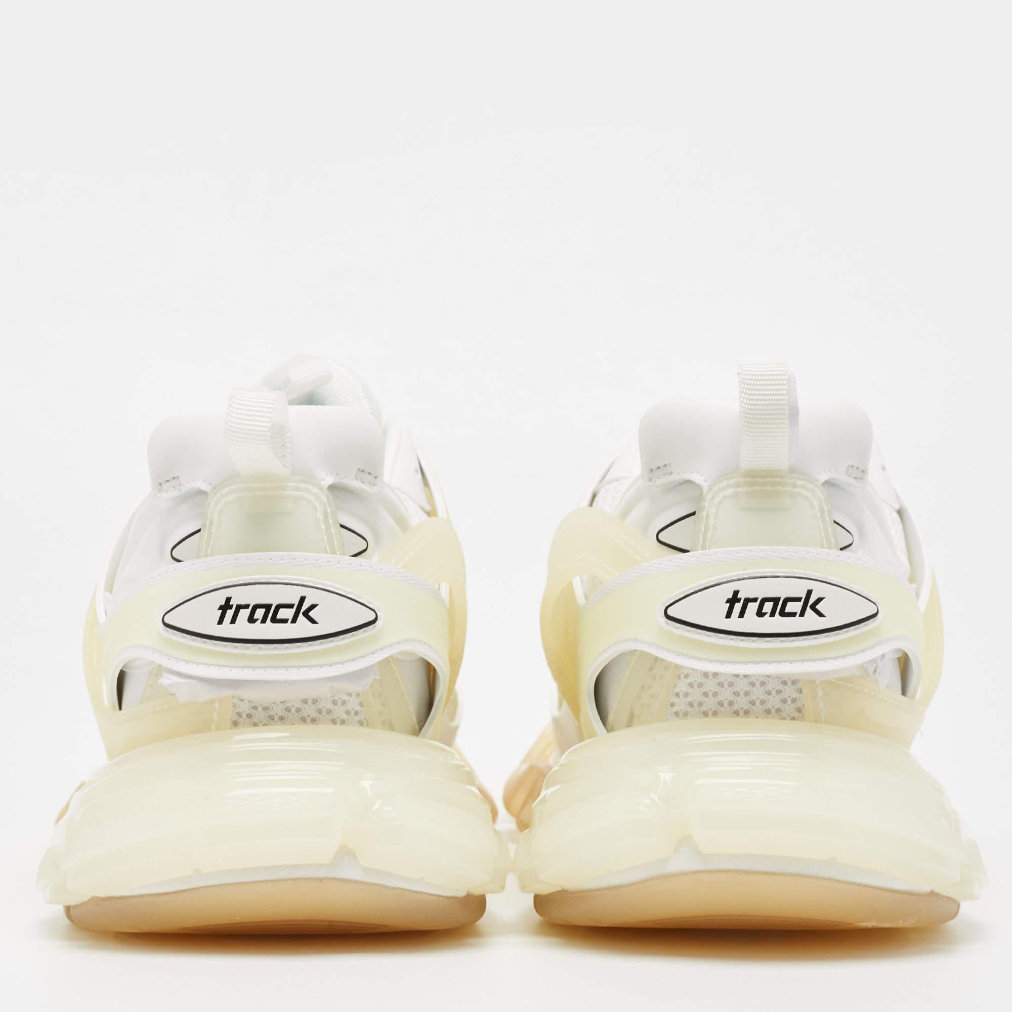 Balenciaga White/Transparent Leather and PVC Track Clear Sole Sneakers Size 44 1
