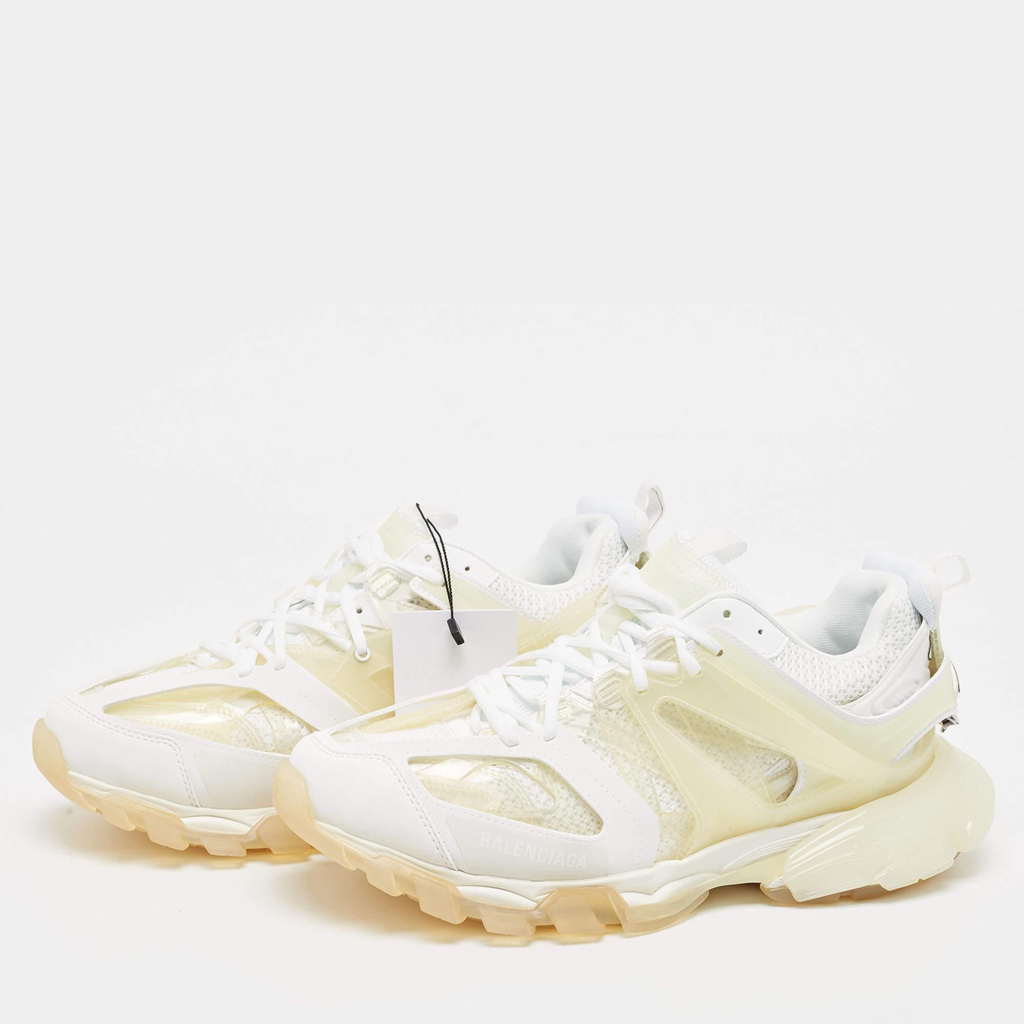 Balenciaga White/Transparent Leather and PVC Track Clear Sole Sneakers Size 44 2