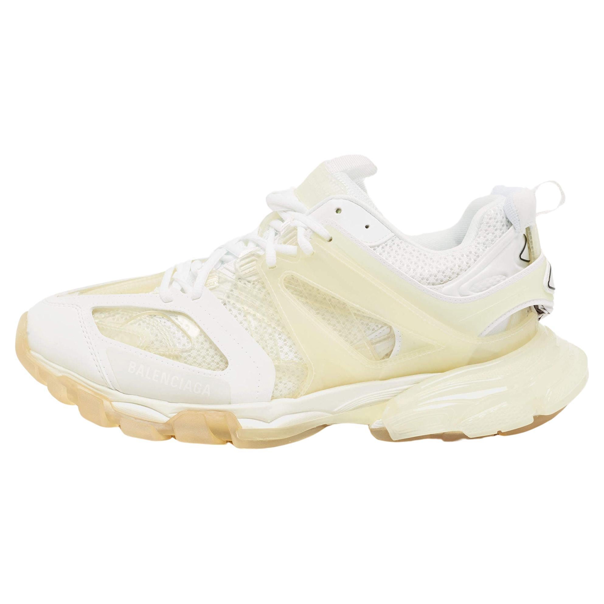 Balenciaga White/Transparent Leather and PVC Track Clear Sole Sneakers Size 44