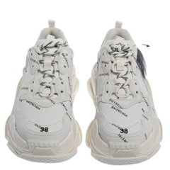 Balenciaga White Triple S All Over Logo Sneakers Size 38