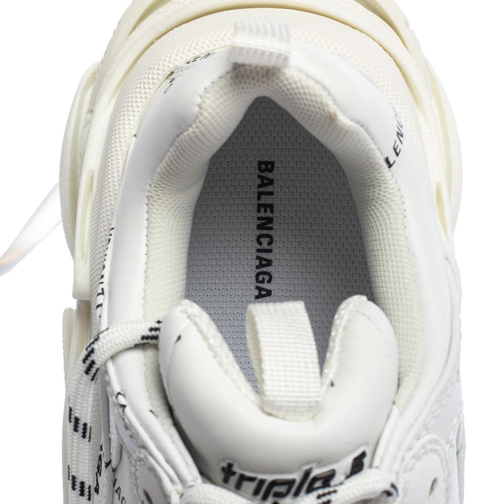 Women's Balenciaga White Triple S All Over Logo Sneakers Size 38