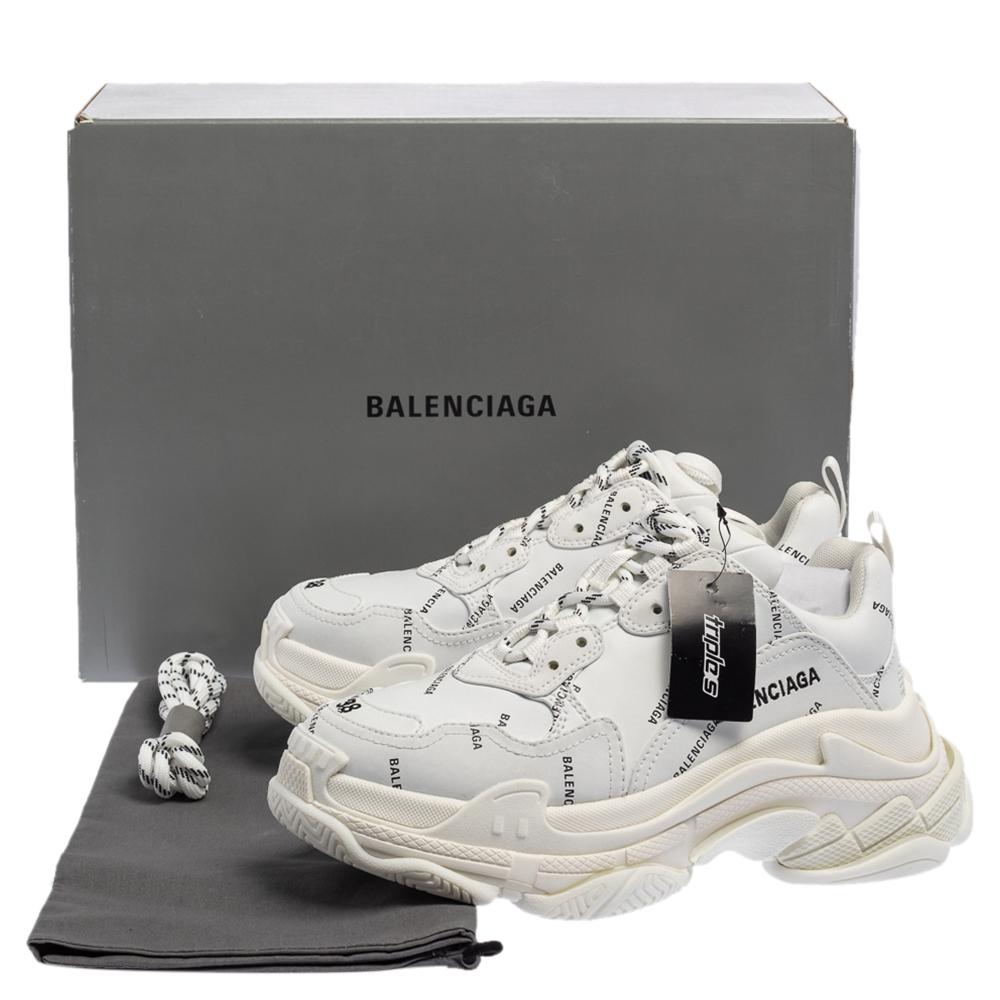 Balenciaga White Triple S All Over Logo Sneakers Size 38 2