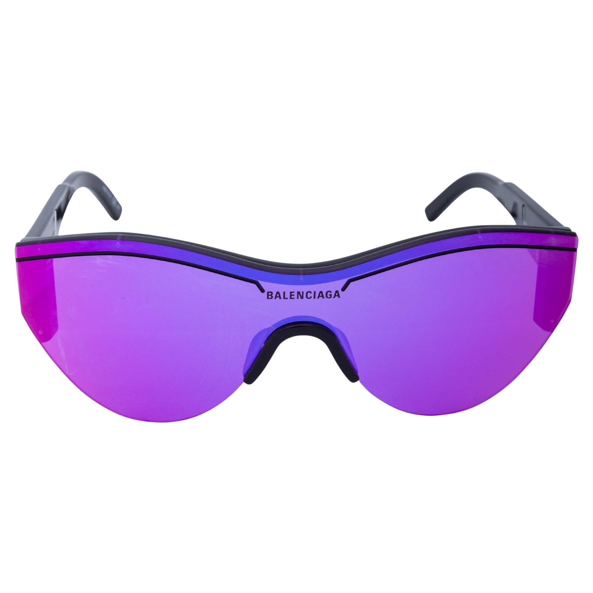 Balenciaga Wide Fit Purple Mirror Ski Goggle Sunglasses (BB 0004S 002)