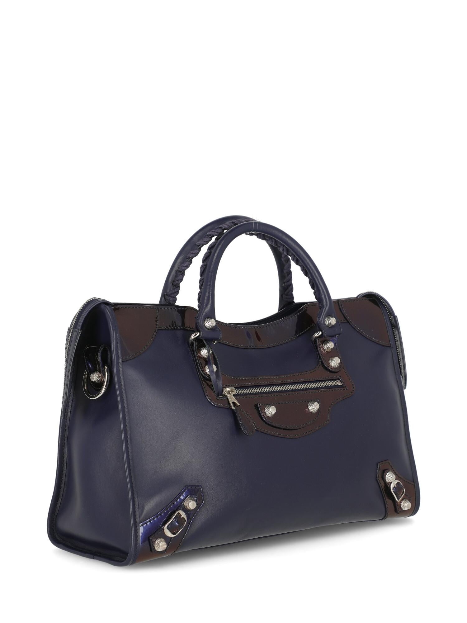 Black Balenciaga Woman Handbag City Navy Leather For Sale