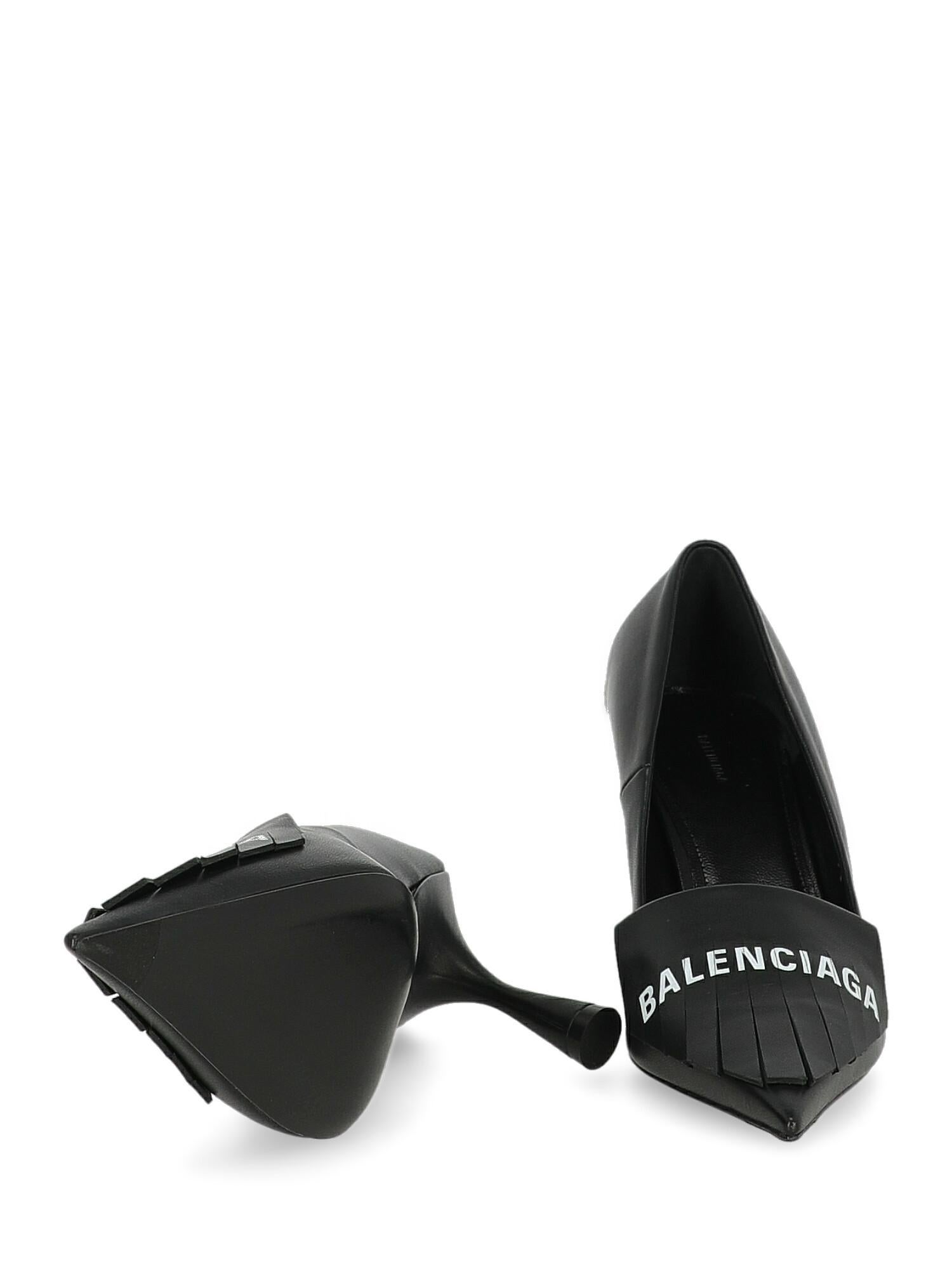 Balenciaga Woman Pumps Black Leather IT 38.5 For Sale 1