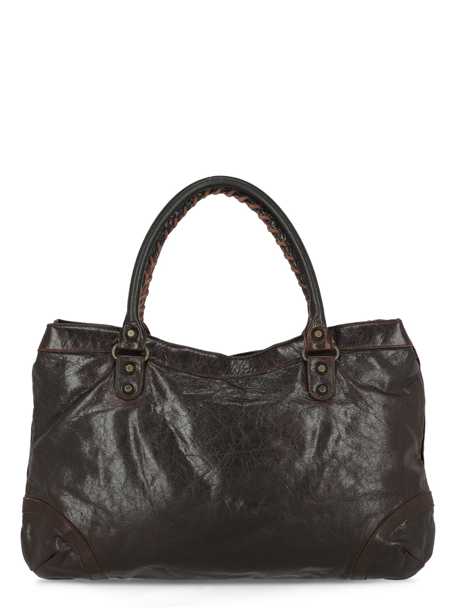 Balenciaga Woman Shoulder bag Brown Leather In Good Condition For Sale In Milan, IT