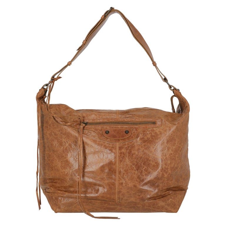 Balenciaga Large Bag 40 Camel Brown Cowhide Sliver Hardware
