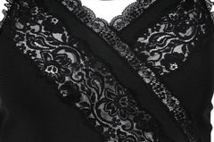 Balenciaga Women Camisole Size 36 Black Ruffle Semi Sheer Lace Stretch Tank Top