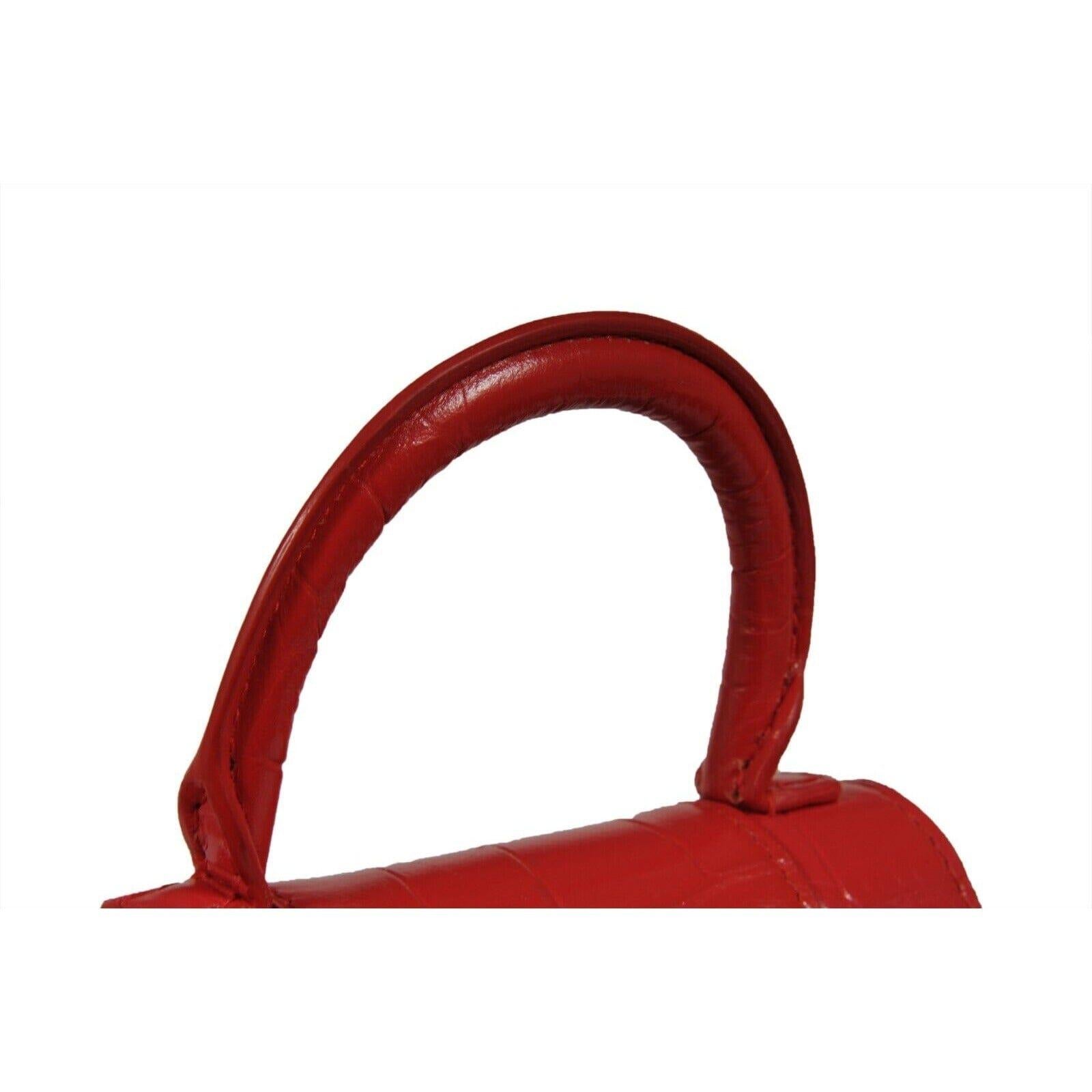Balenciaga Women Mini Hourglasss XS Nano Bag Red Crocodile Embossed Leather en vente 5