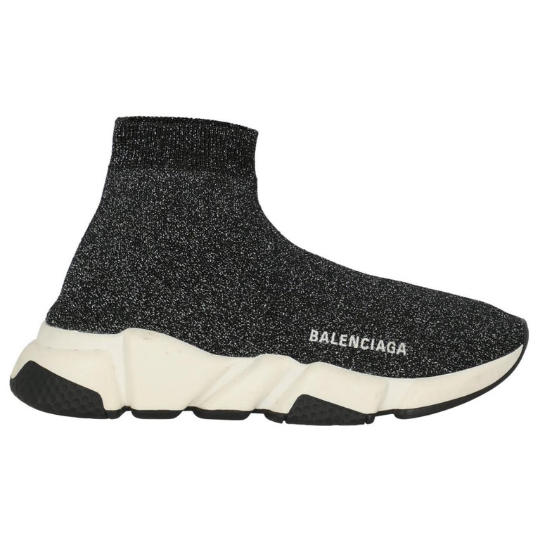 Balenciaga Women Sneakers Silver Fabric EU 37 For Sale at 1stDibs