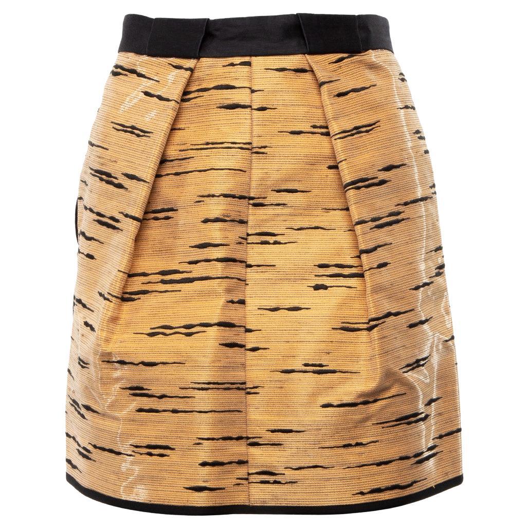 Balenciaga Women's Beige Patterned Flared Mini Skirt