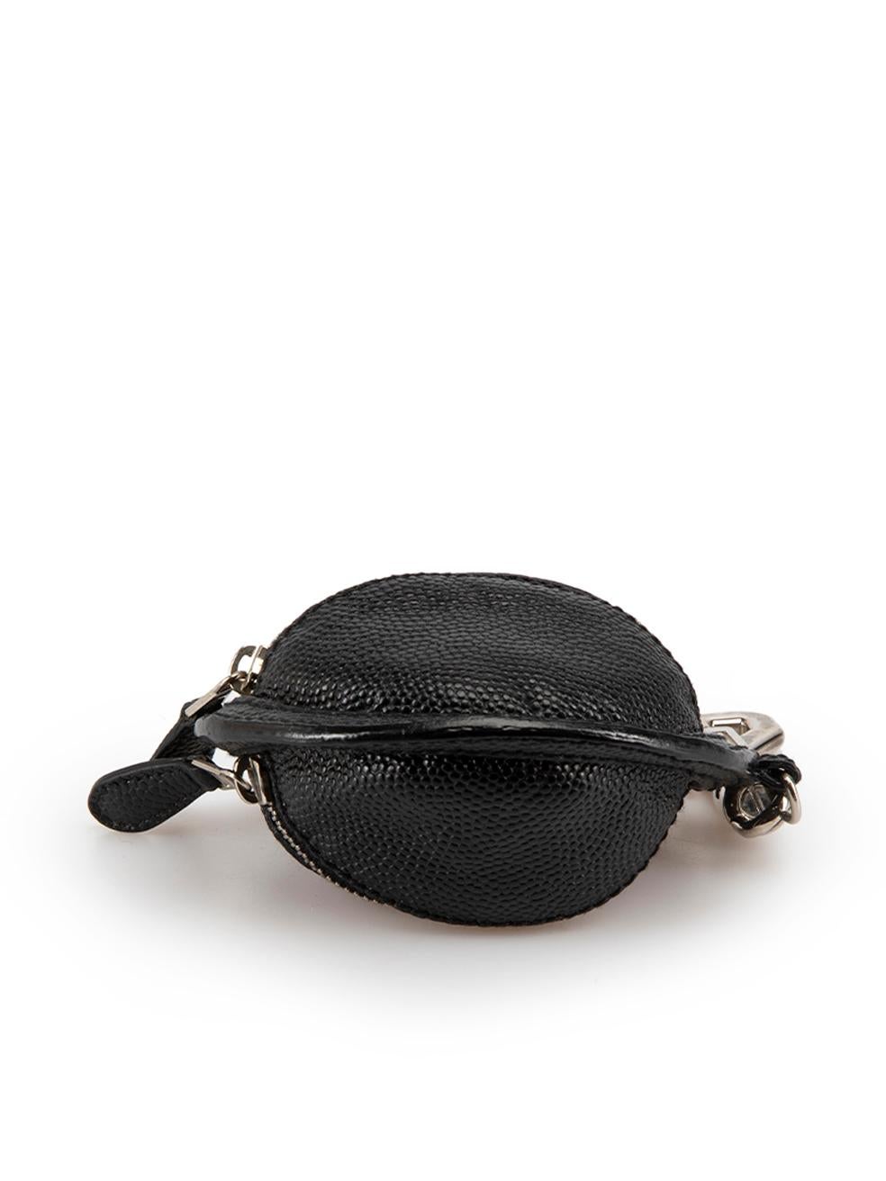 Balenciaga Women's Black Leather Caviar Embossed Keychain Pouch In Good Condition In London, GB