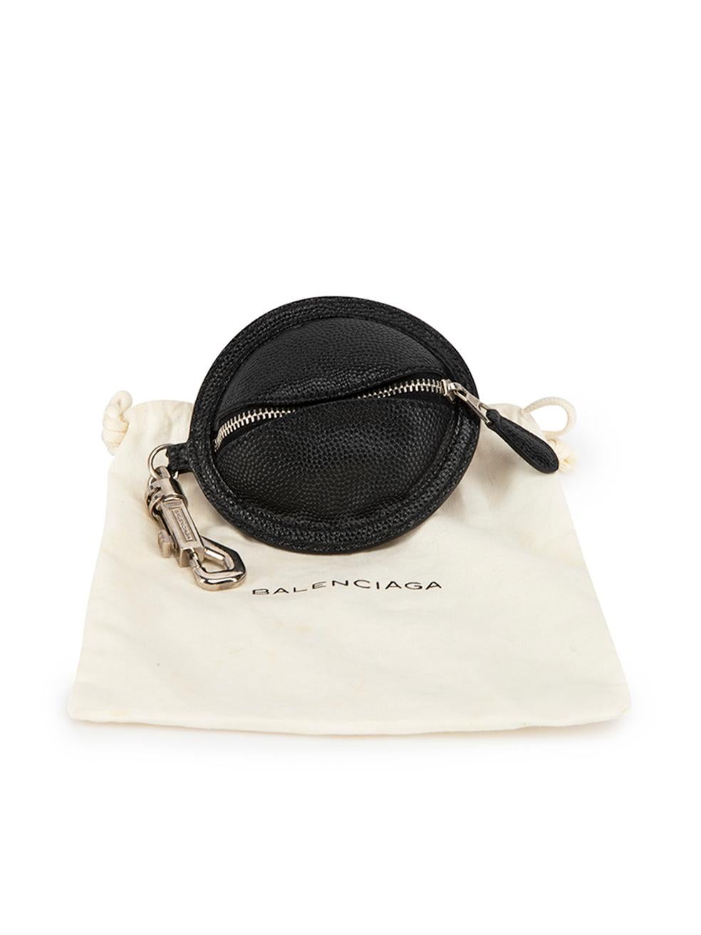 Balenciaga Women's Black Leather Caviar Embossed Keychain Pouch 4