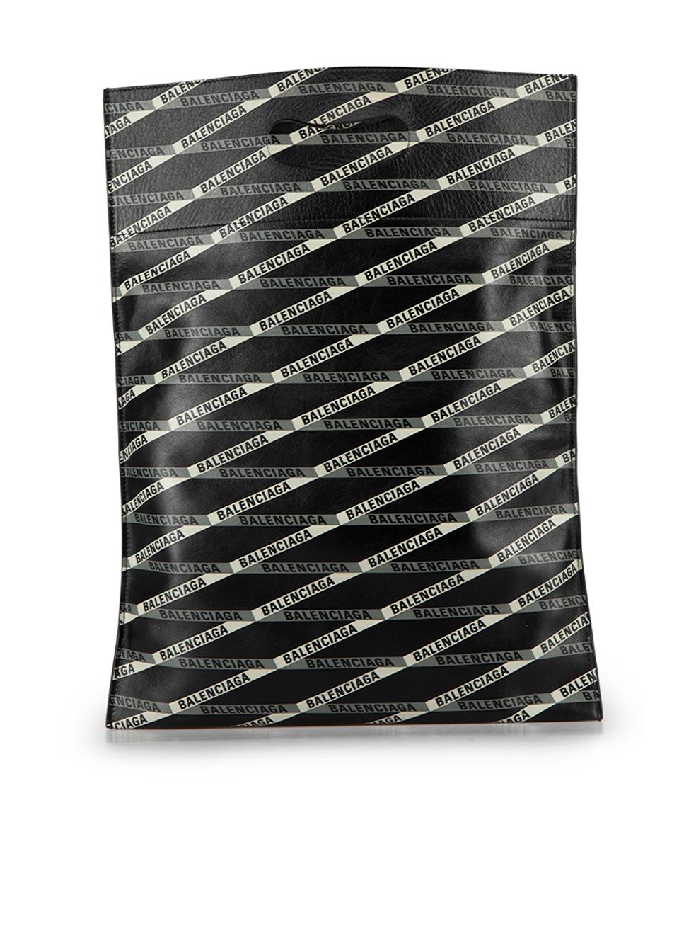 Balenciaga Women's Black Leather Logo Print Tote Bag In Good Condition In London, GB