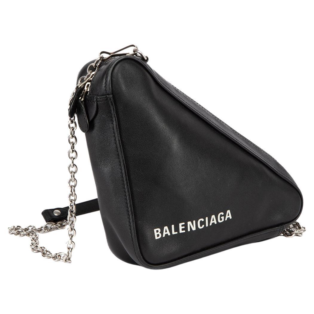 Balenciaga Women's Black Leather Triangle Crossbody Bag