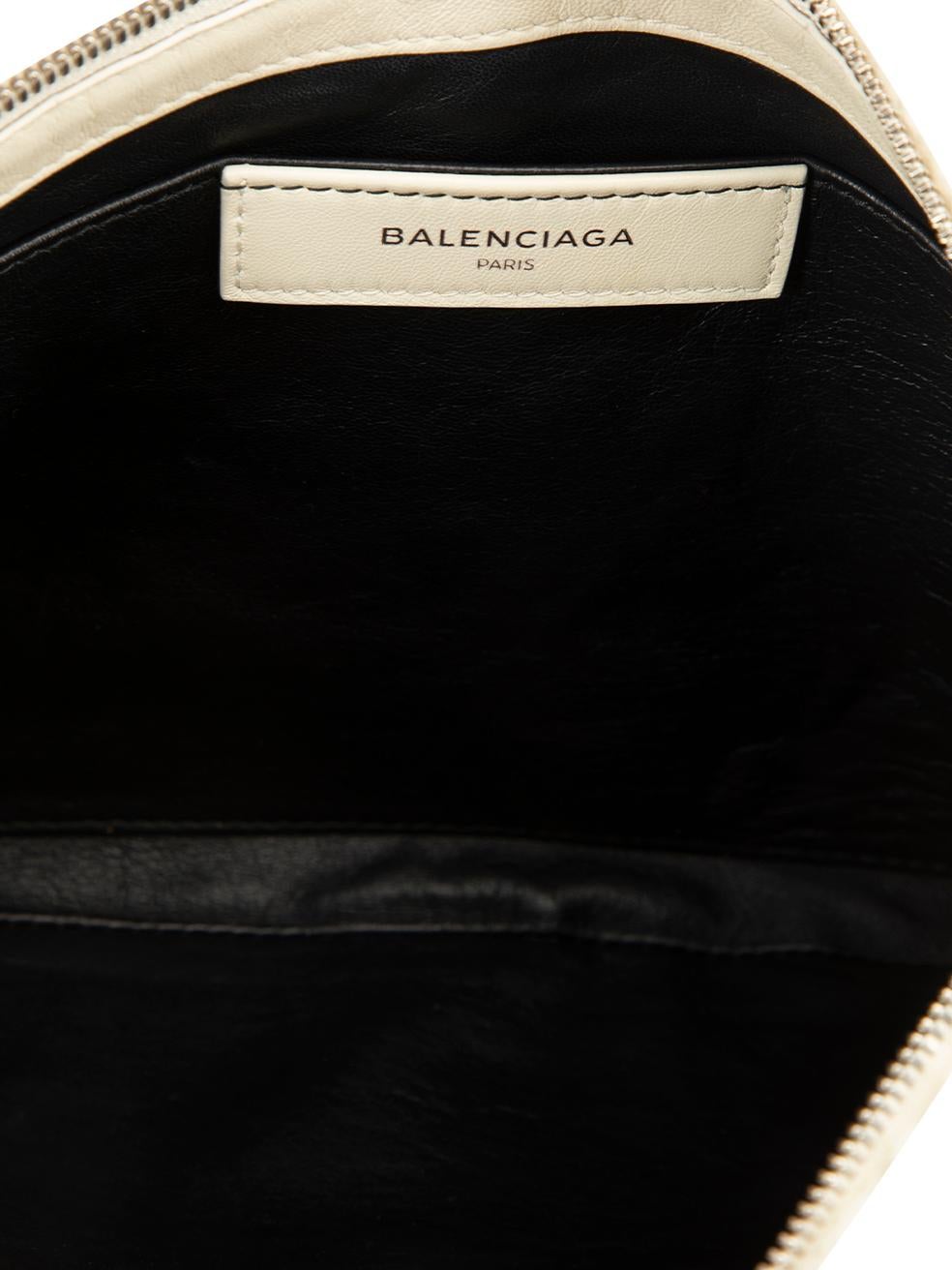 Balenciaga Women's Cream Shearling Logo Clutch 2