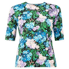 Top Balenciaga donna con motivo floreale a mezza manica