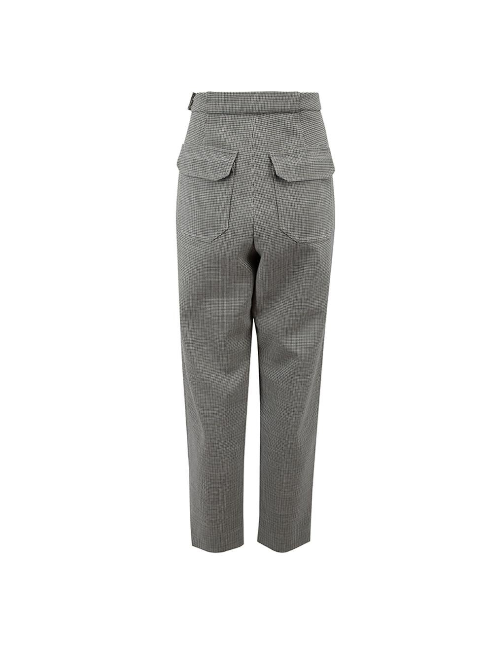 Balenciaga Women's Grey Houndstooth Straight Leg Trousers In New Condition In London, GB