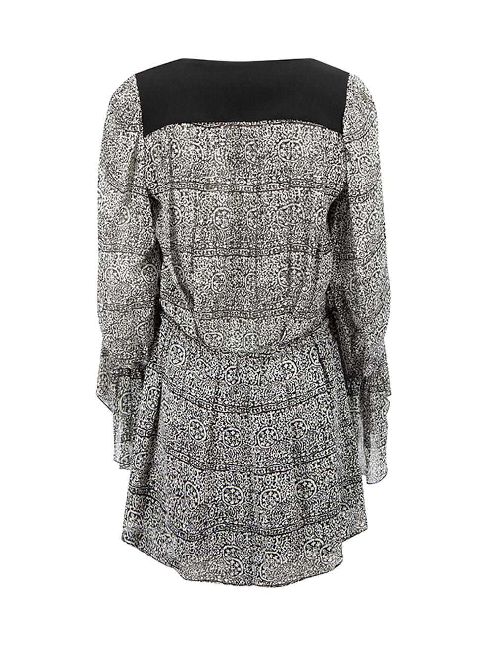 Balenciaga Women's Grey Paisley Print Ruffles Accent Mini Dress In Good Condition For Sale In London, GB