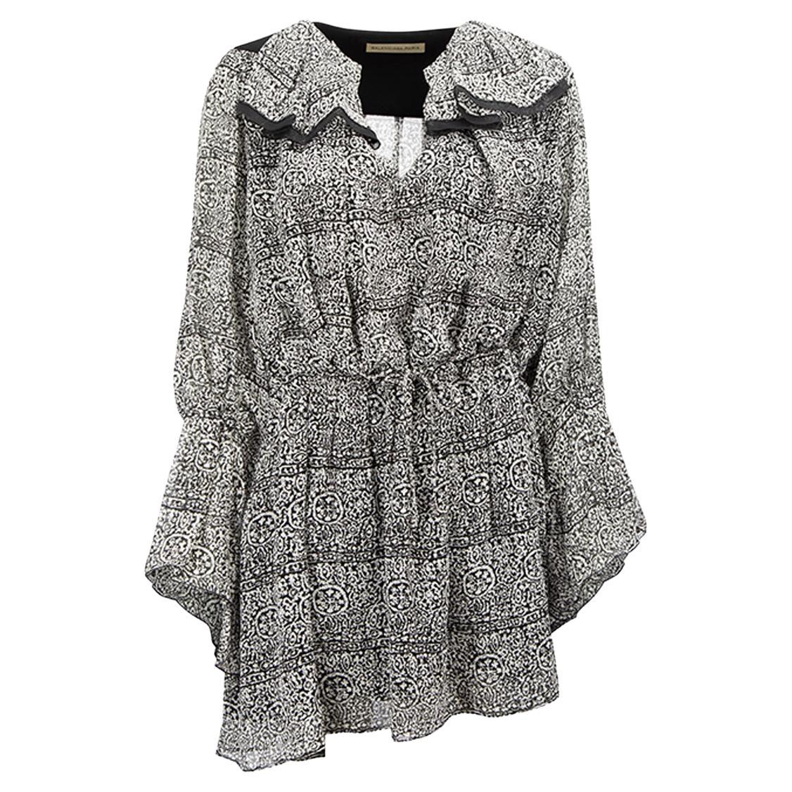 Balenciaga Women's Grey Paisley Print Ruffles Accent Mini Dress For Sale