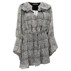 Balenciaga Women's Grey Paisley Print Ruffles Accent Mini Dress