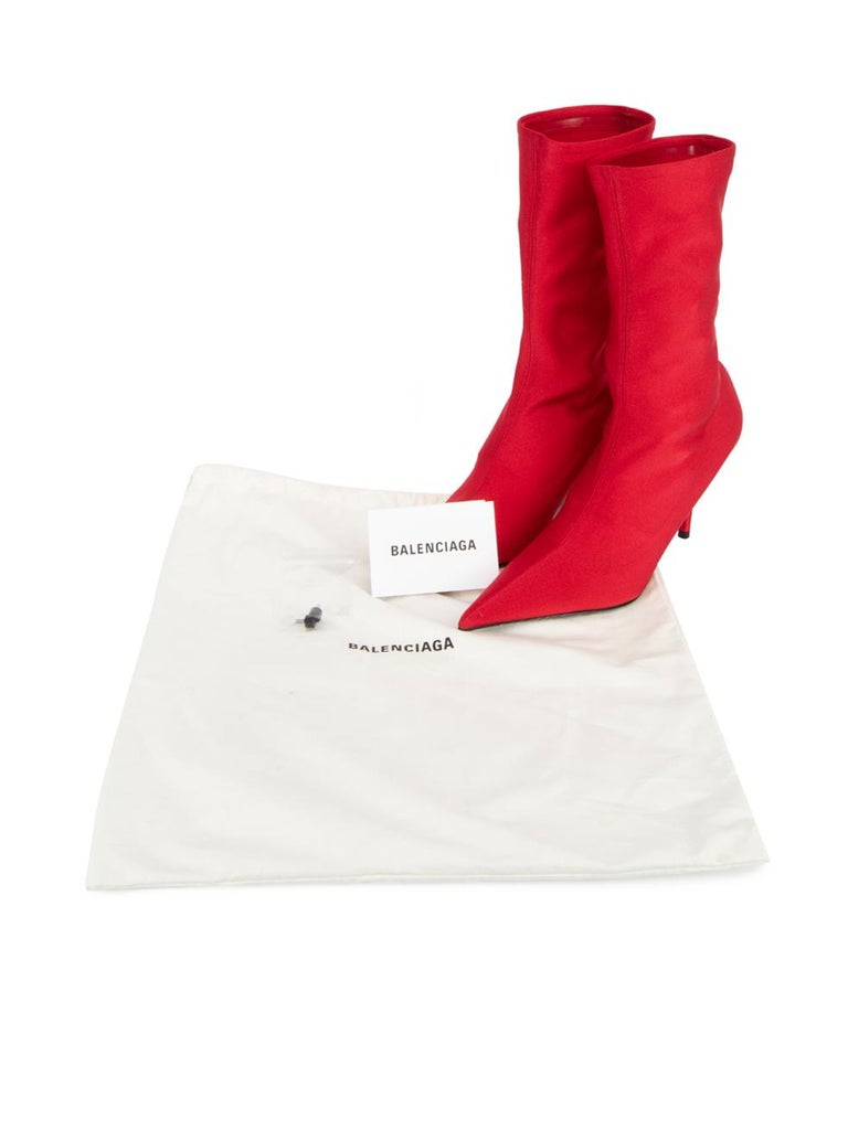 Balenciaga Women's Red Knife Pointed Toe Sock Boots For Sale at 1stDibs