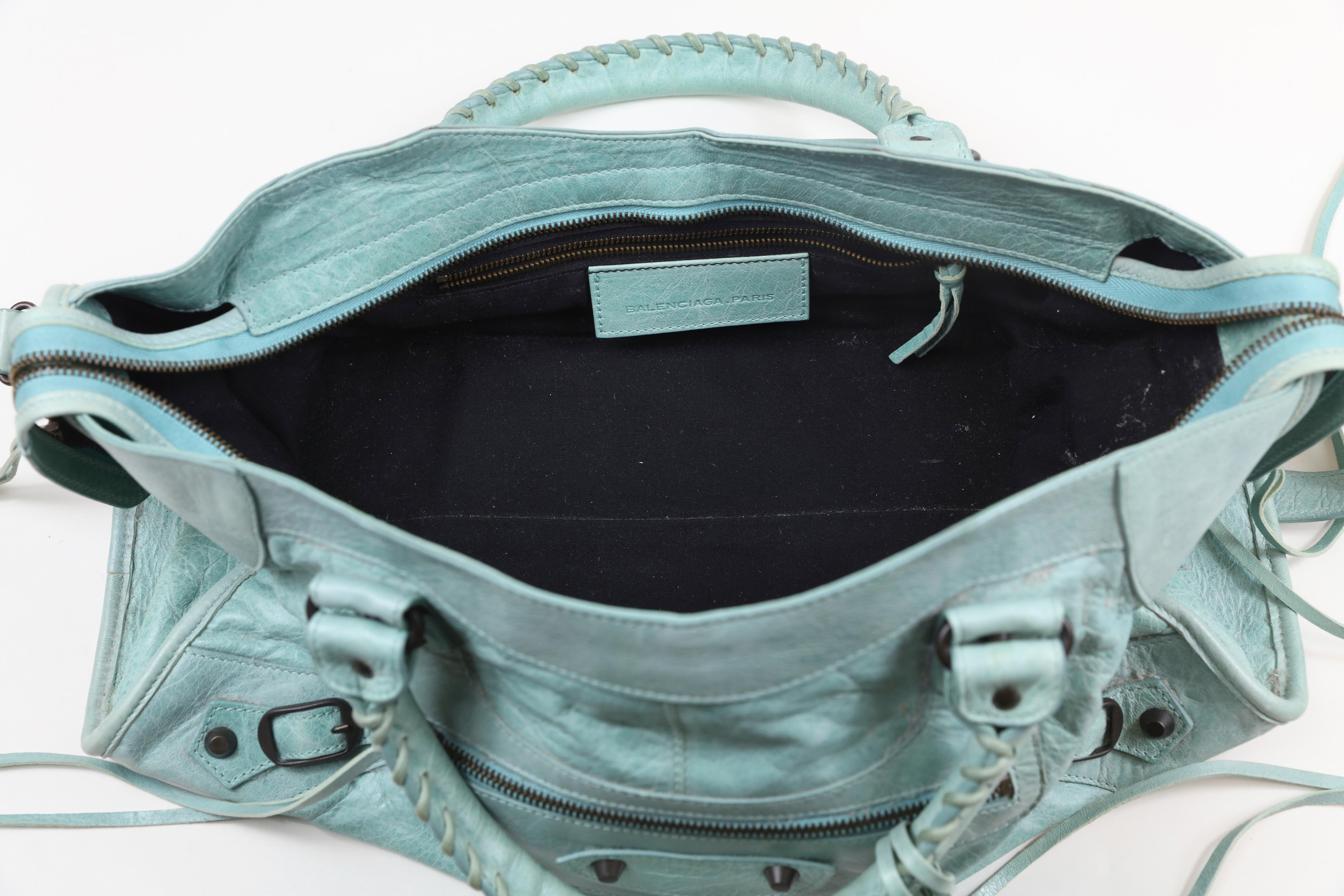 Balenciaga Women's Seafoam Große Moto City Tasche mit Zinn Hardware Damen