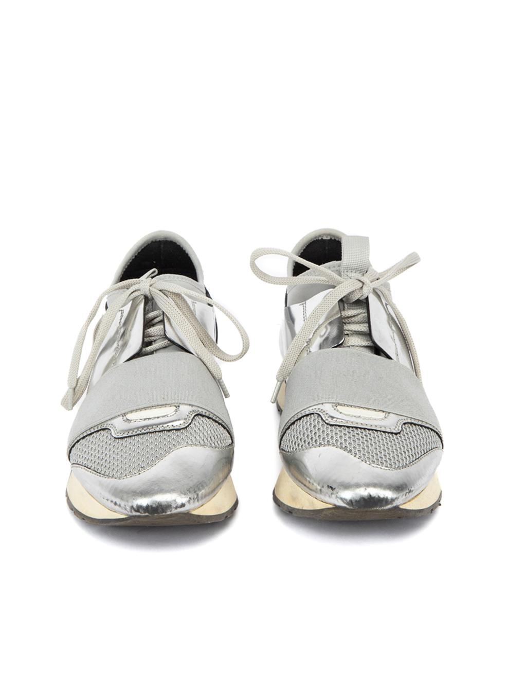 Balenciaga Women's Sliver Race Runner Trainers In Good Condition For Sale In London, GB