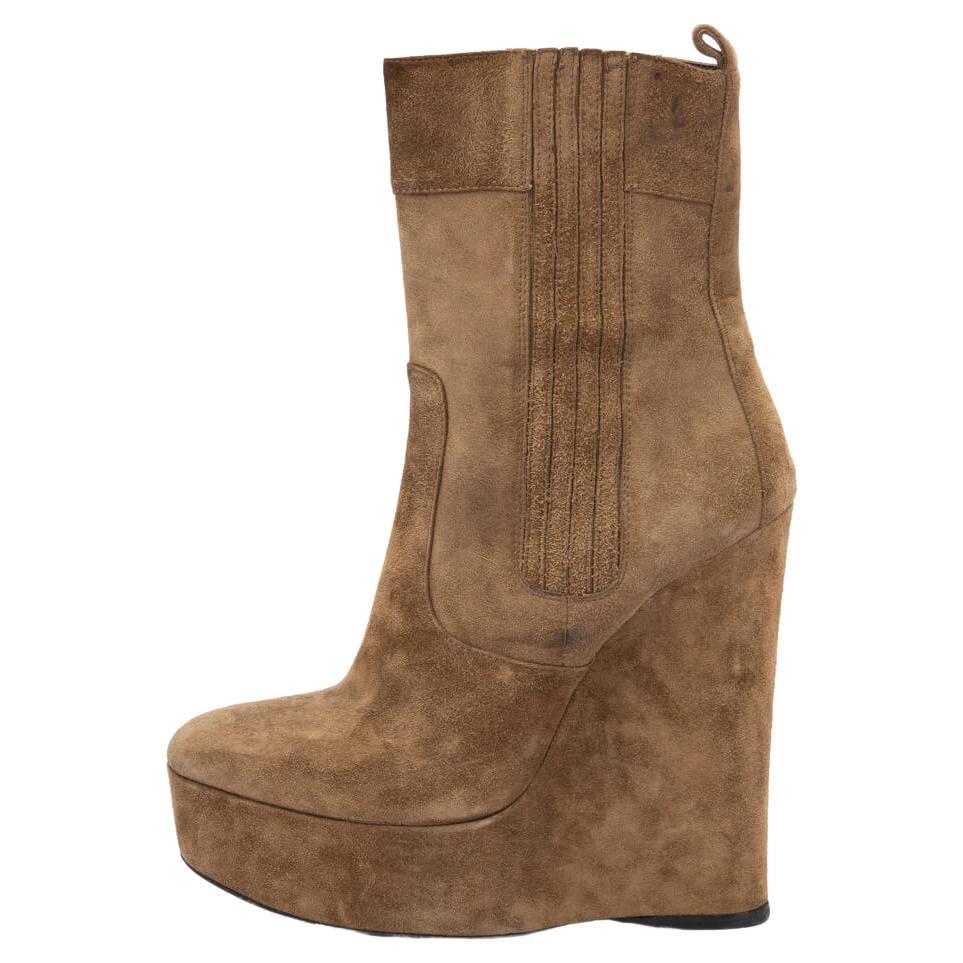 Balenciaga Women's Wedge Boots Brown Suede For Sale at 1stDibs