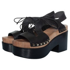 Balenciaga, Wooden and leather clog lace up sandals