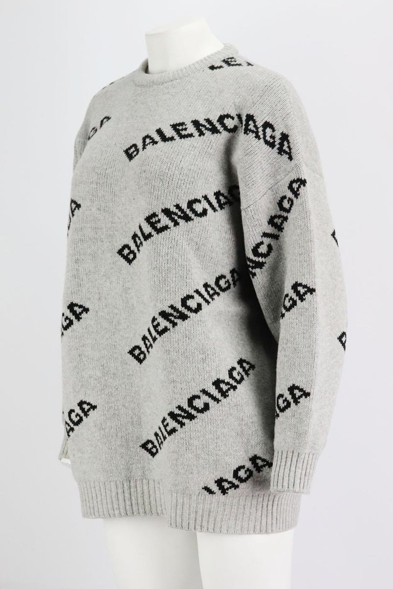 Balenciaga Wool Blend Jacquard Sweater Medium For Sale at 1stDibs