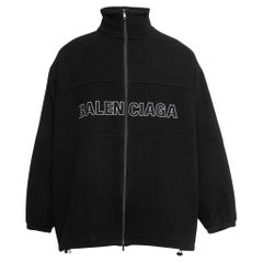 Balenciaga Wool Fleece Logo Embroidered Oversized Zip-Up Jacket S