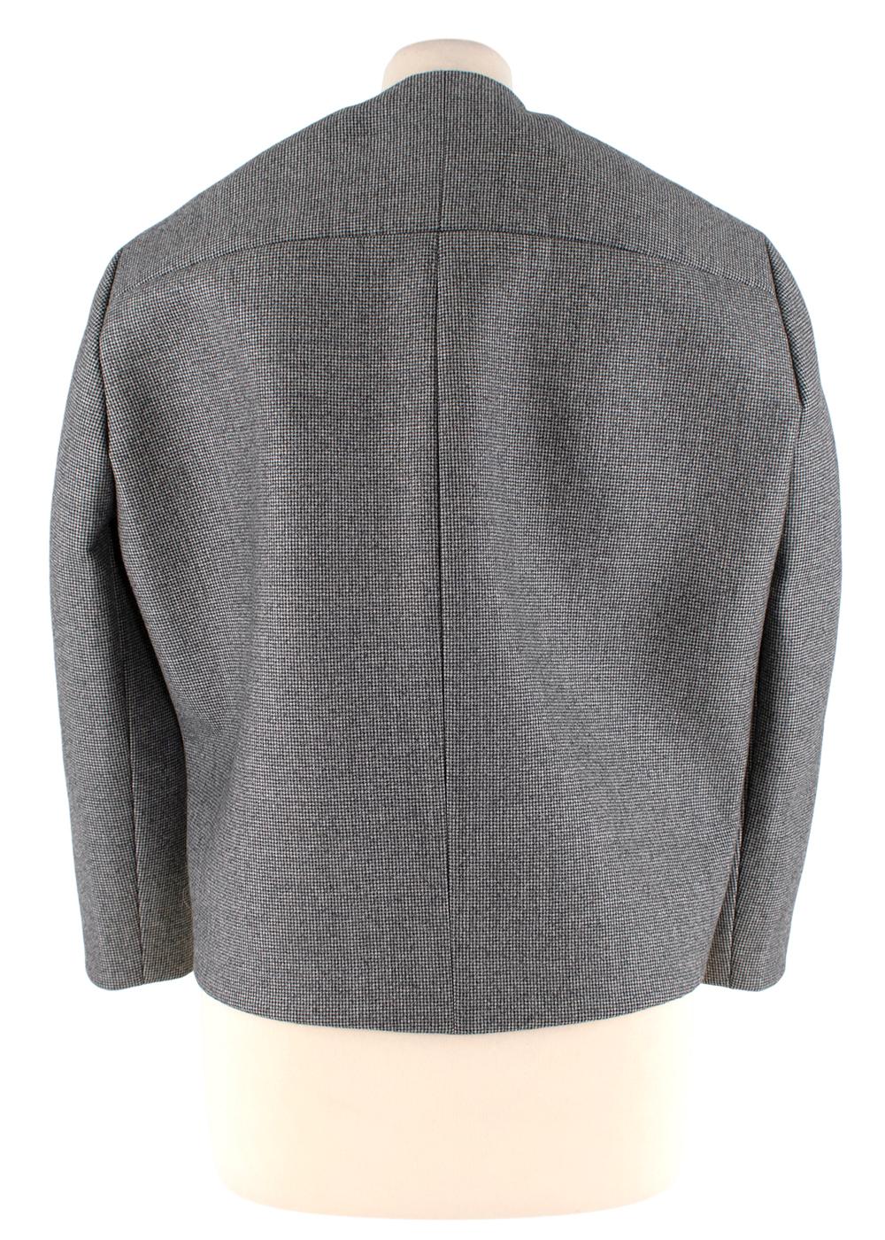 Gray Balenciaga Wool Houndstooth Structured Crop Jacket - Us size 6  For Sale